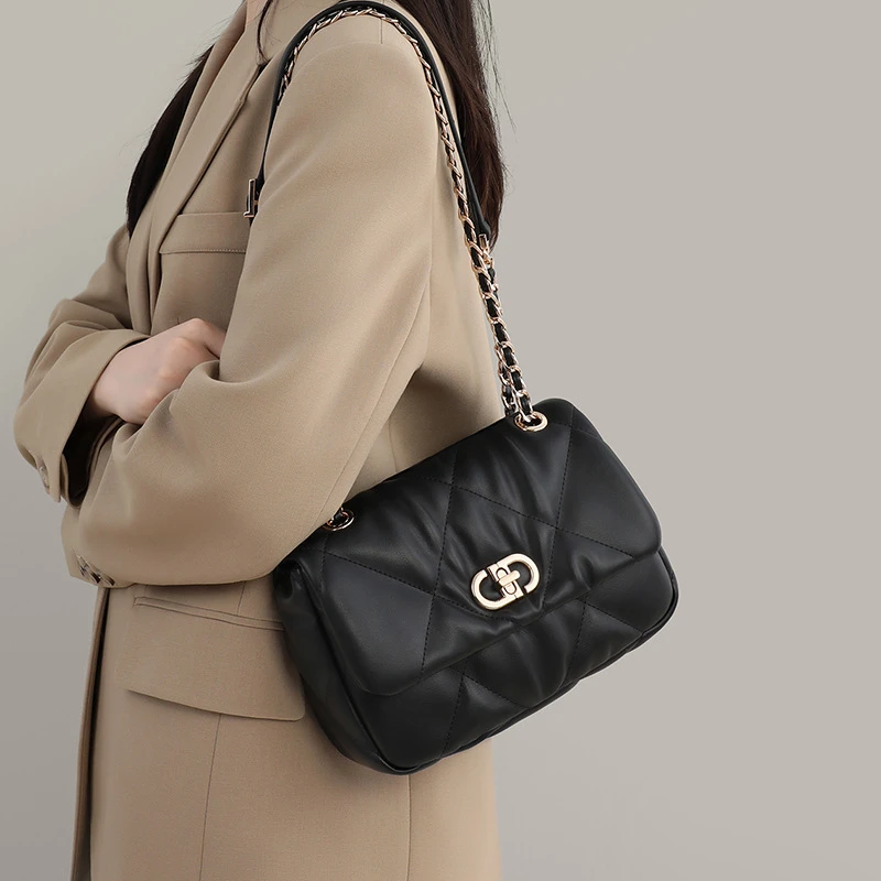 包包女2025新款夏季真皮女包菱格小方包大容量链条包斜挎包bags