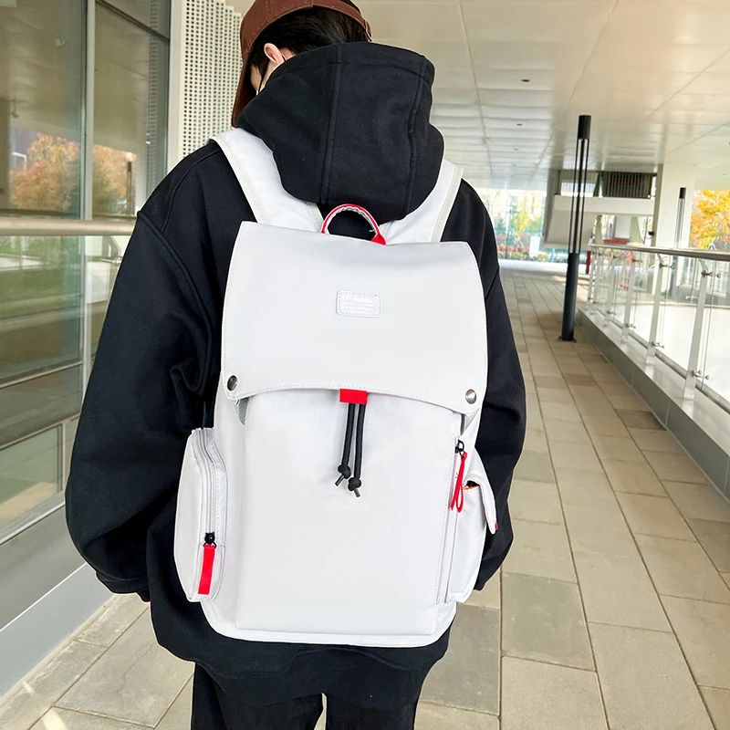 新款潮牌双肩包男电脑包帆布高级感书包大学生旅游大容量旅行背包