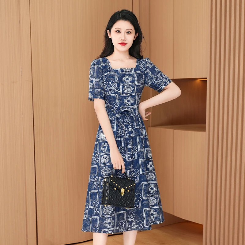 优雅新款气质时尚大气减龄休闲收腰显瘦连衣裙25123-ASJ
