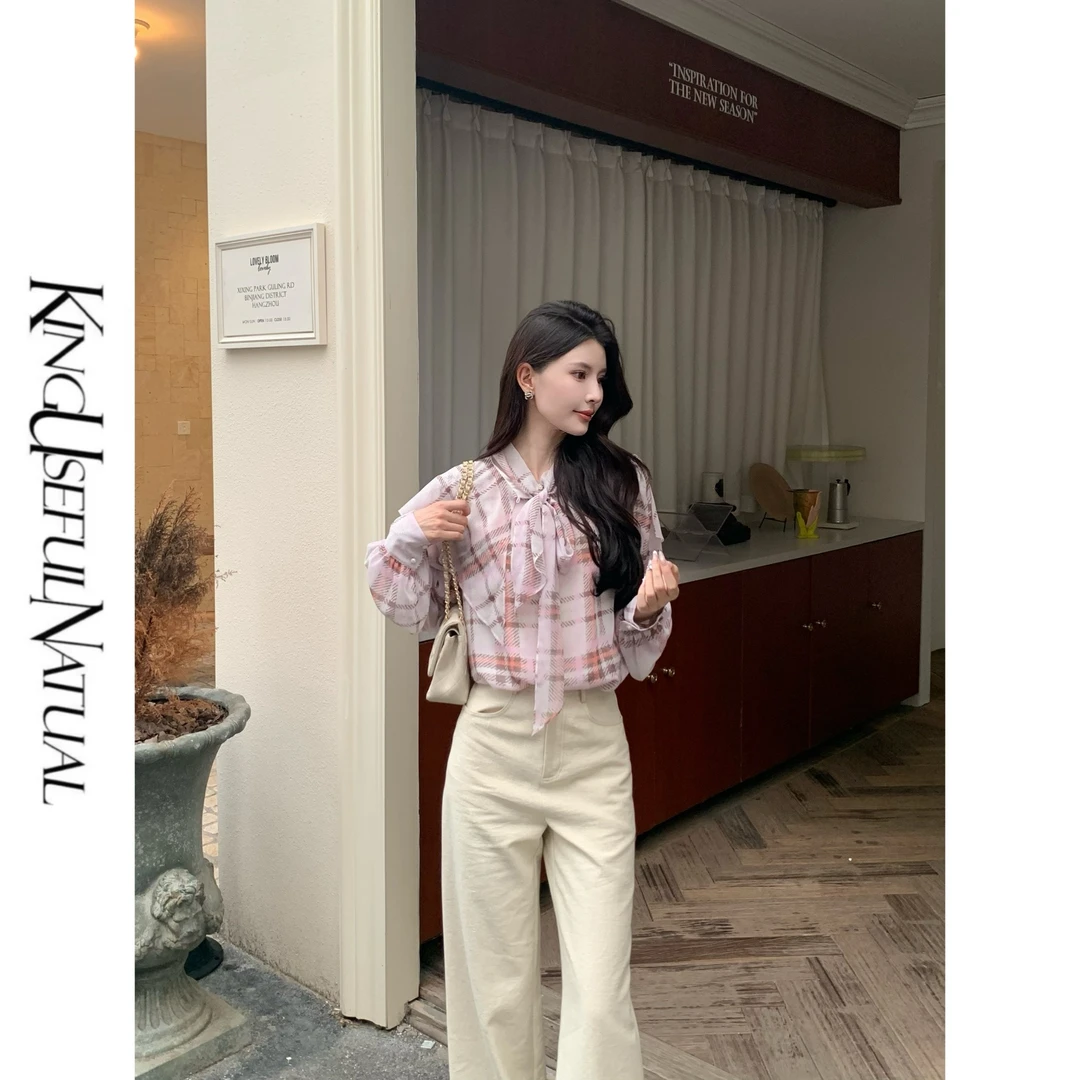 KUN【复古melody】盐系穿搭 小众设计格纹款拼接披肩秋季时髦上衣