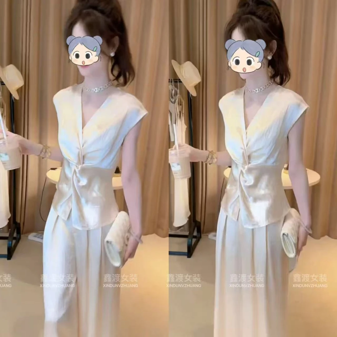 2025夏季新款时尚显瘦气质女士网红洋气两件套百搭款D9522