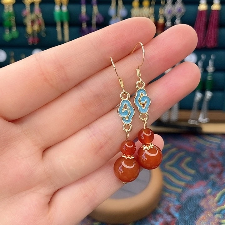 石英质玉耳钉银S925镶嵌315