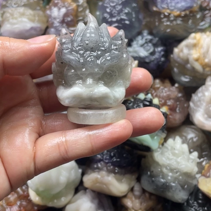 印石昌化石醒狮手把件