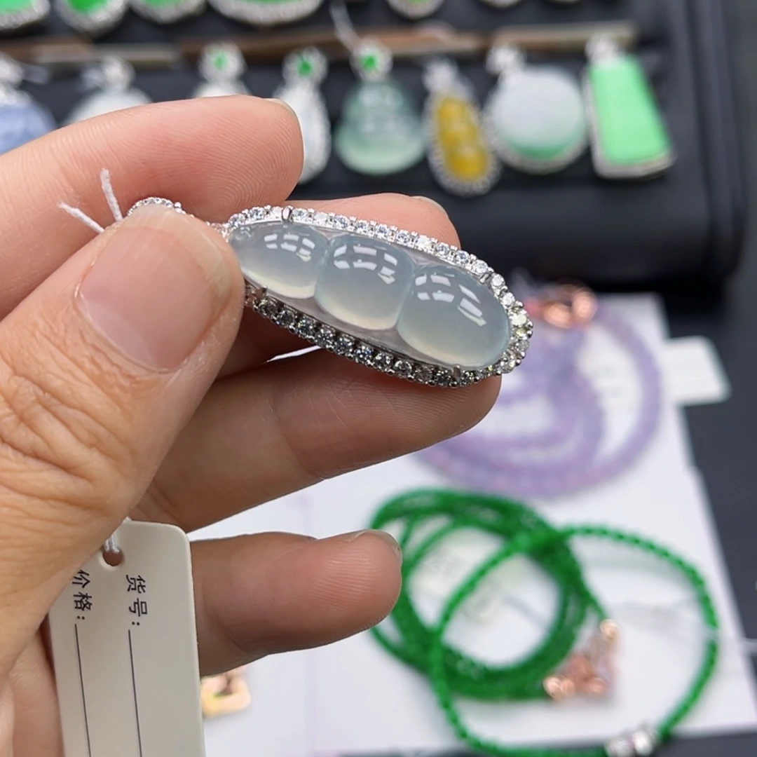 翡翠银S925镶嵌吊坠(不含链)