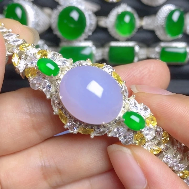 翡翠未镶嵌挂件紫蛋面