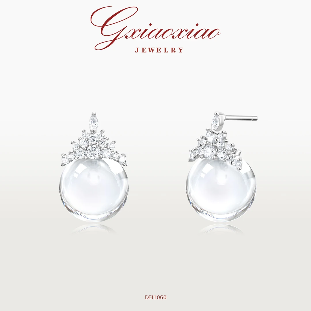 G XIAOXIAO 镀K金 时尚气质冰透感高级百搭皇冠耳环 DH1060