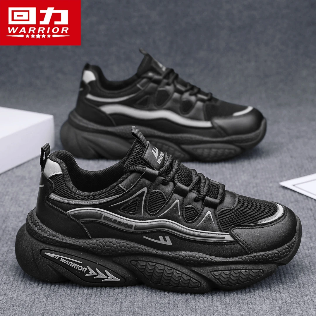 回力男鞋2025新款冬季男士运动鞋厚底潮流跑步休闲鞋黑色老爹潮鞋