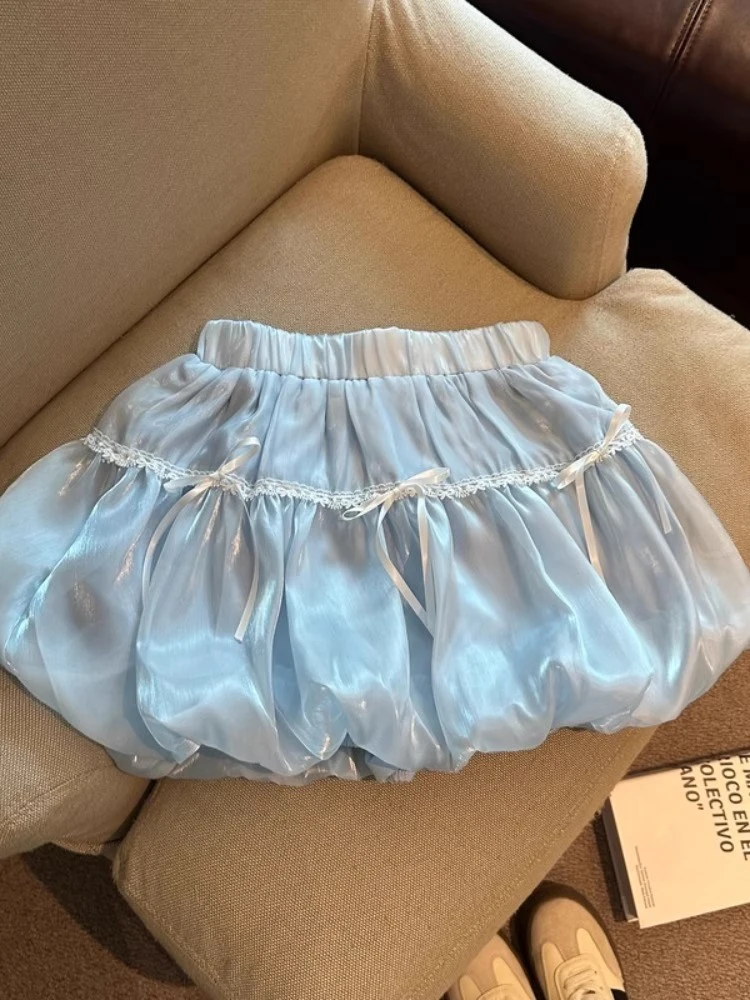 光纱花苞裙灯笼短裙裤女夏新款月光裙公主蓬蓬网纱半身裙