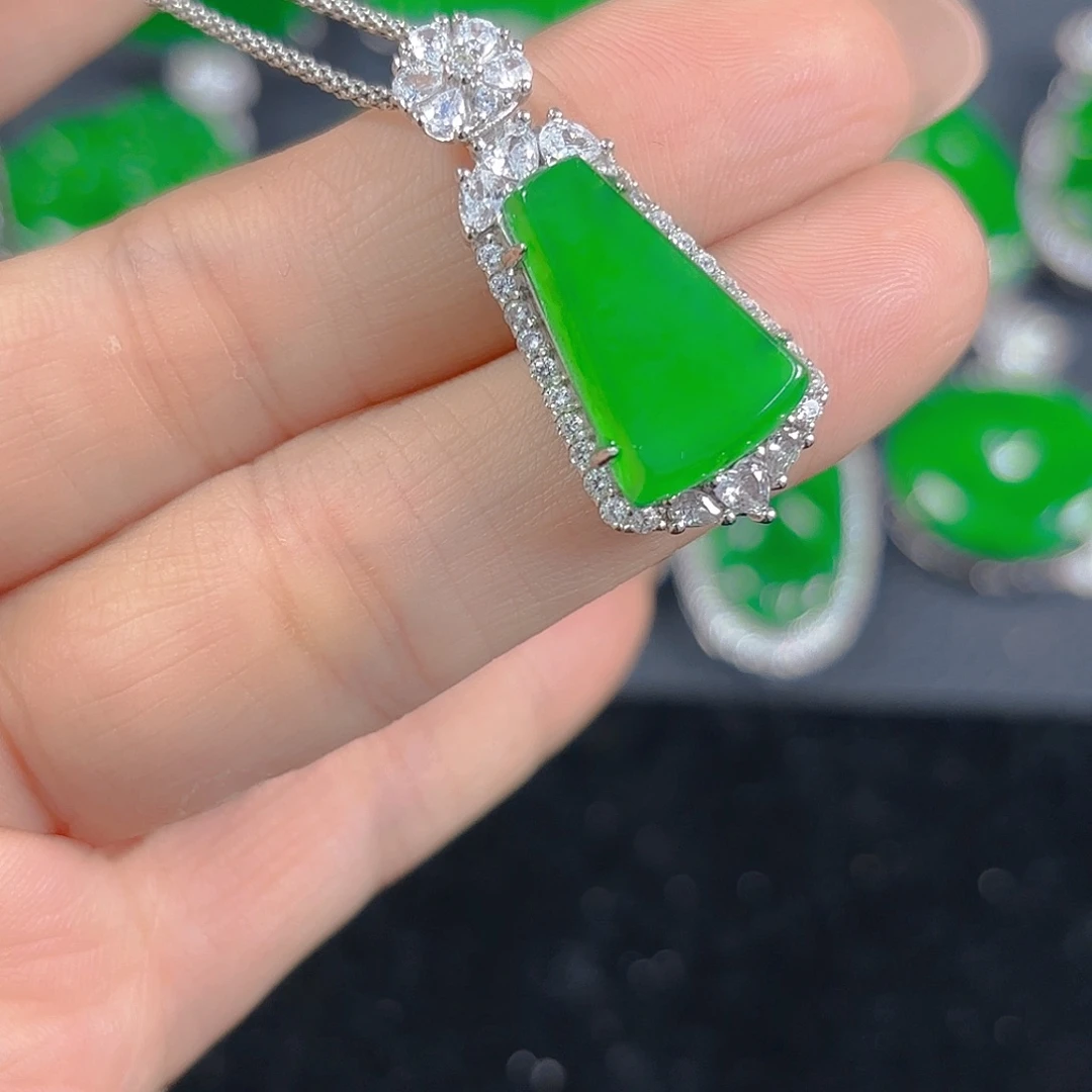 翡翠银S925镶嵌吊坠(不含链)