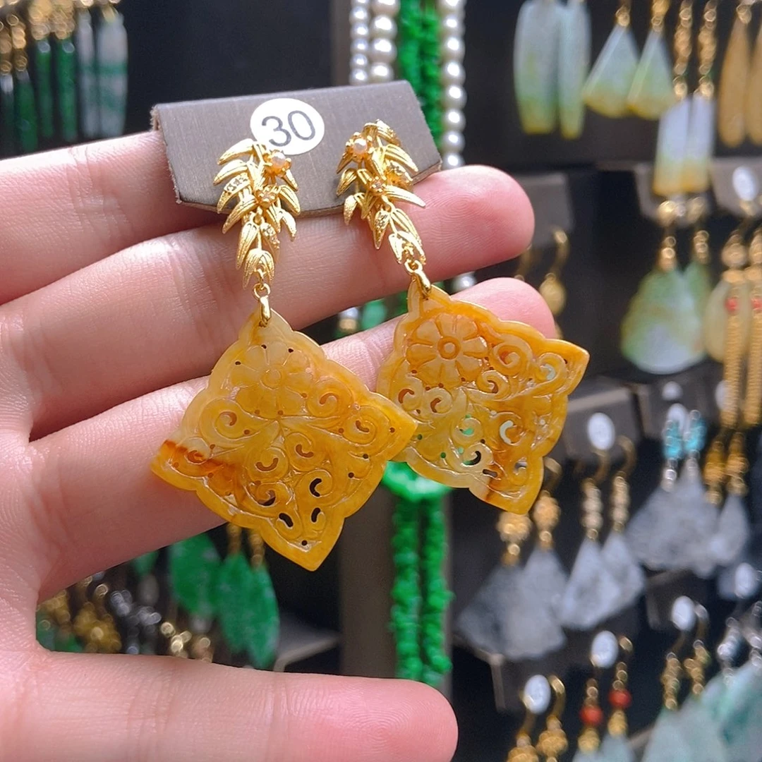 翡翠未镶嵌耳饰翡翠