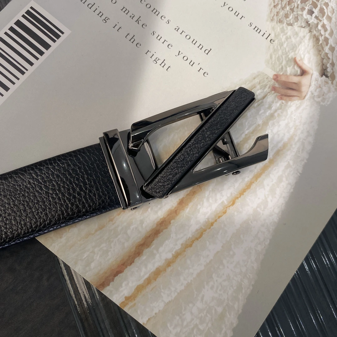 男带3.5cm宽度男士皮带自动扣高档商务风百搭真皮腰带牛仔裤