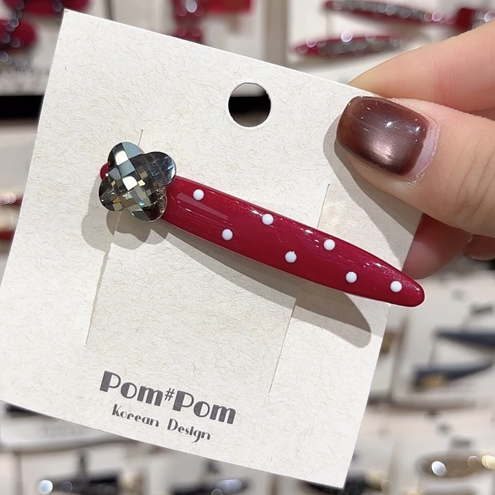 布艺铁合金红色小花压夹