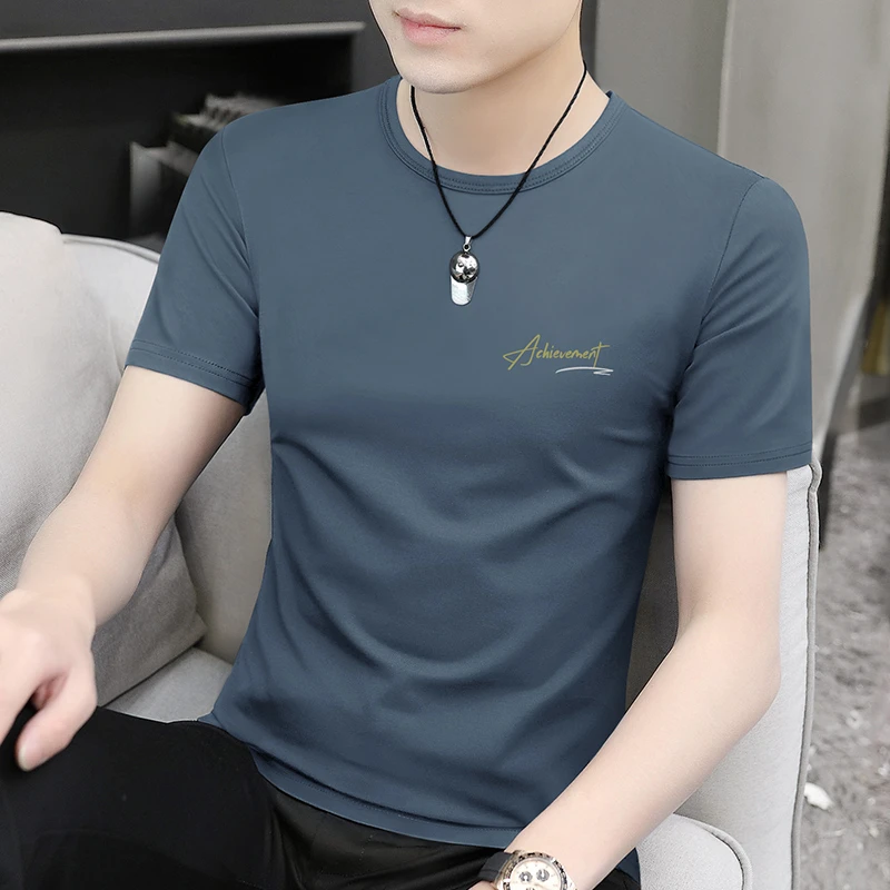 仓石一树夏季冰丝短袖T恤创意高级感轻奢痞帅男装男士上衣穿搭潮
