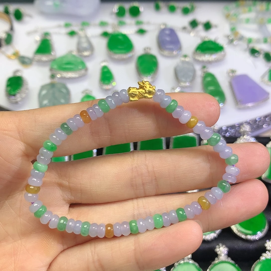 足金镶嵌手链翡翠手串