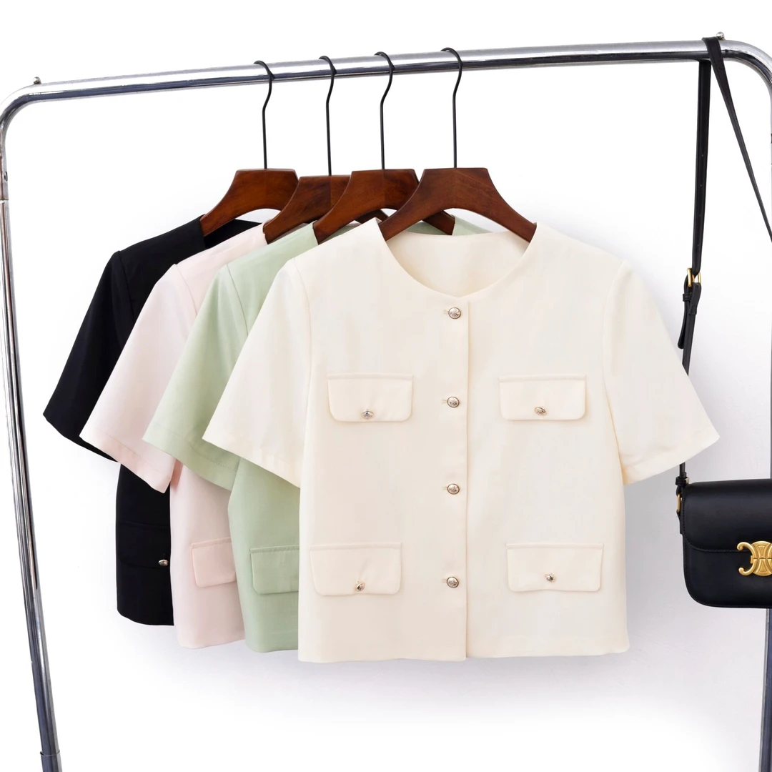 2025夏季短袖薄款时尚百搭显瘦小香风短款洋气小个子休闲外套8888