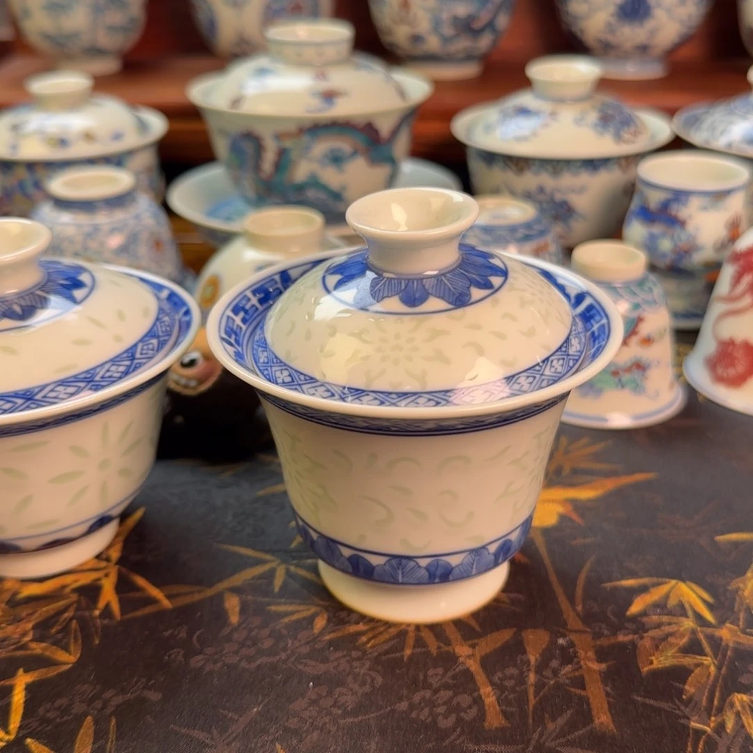 福利玩玉款玲珑马蹄盖碗