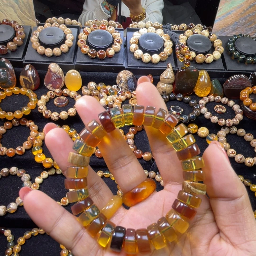 琥珀未镶嵌手串切片手串