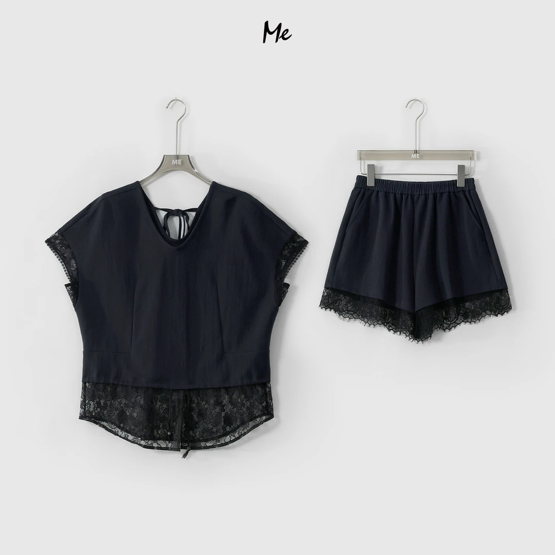 ME【盛夏绮梦】天丝亚麻混纺睫毛蕾丝松弛显瘦百搭时尚套装MESS4783