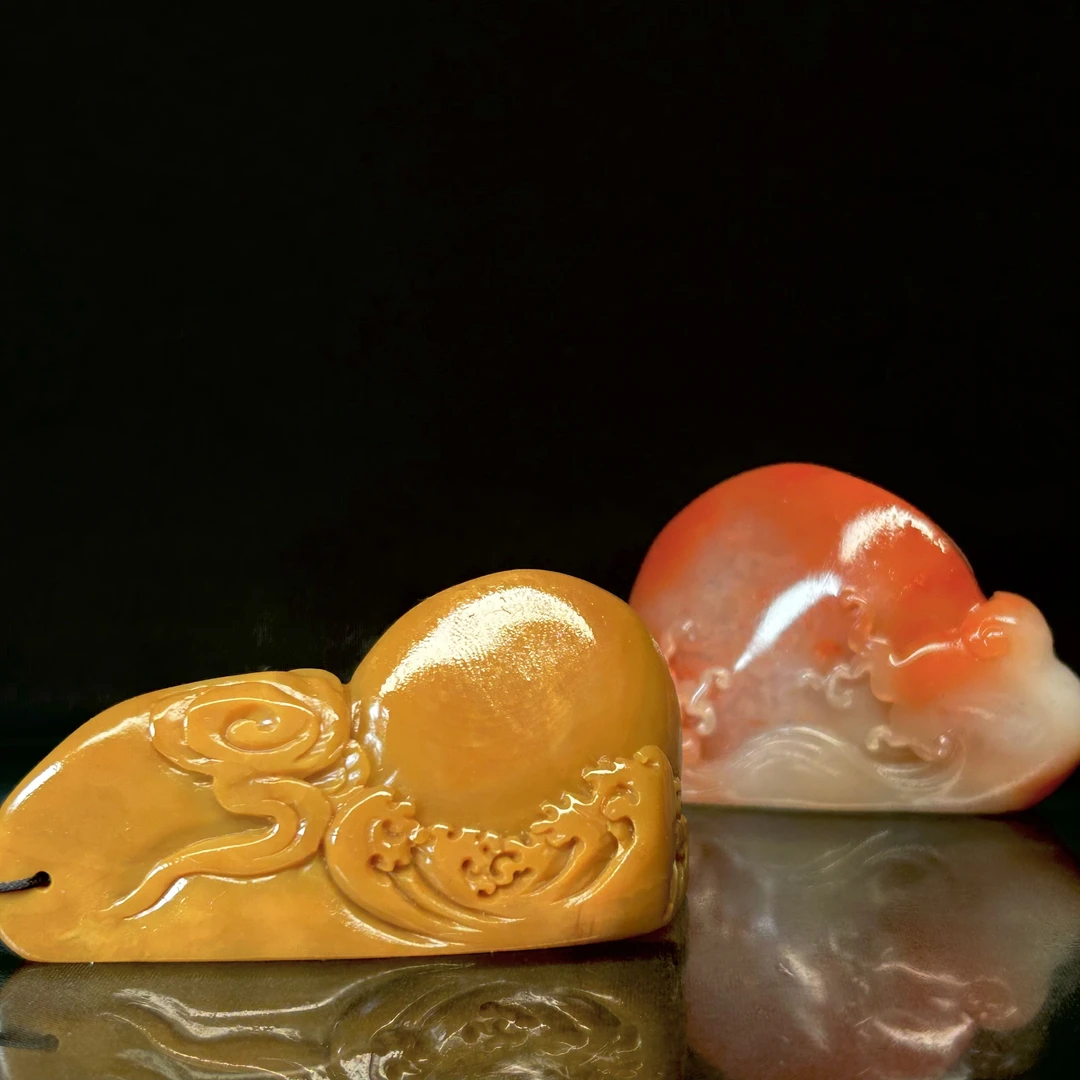 一心印社 单枚 精品 天然老挝石 旭日东升 1.2*6*3.5CM异形章闲章