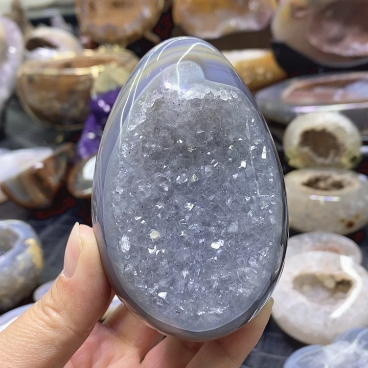未镶嵌珠宝半成品水晶精抛蓝晶蛋
