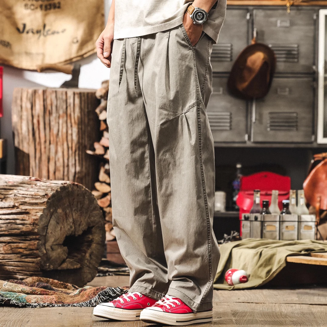 美式复古工装裤男2025新款秋季薄款直筒休闲裤子宽松阔腿男士长裤