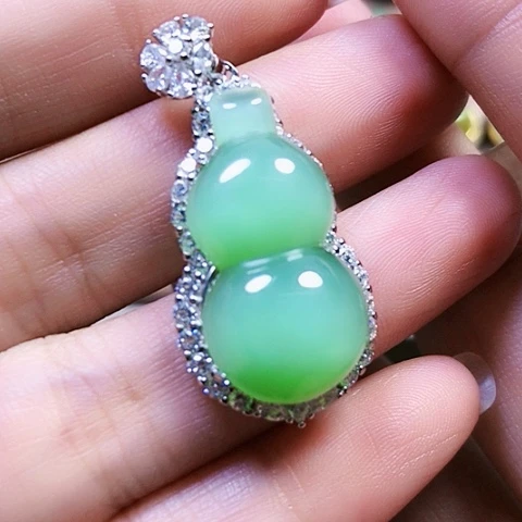 和田玉银S925镶嵌挂件