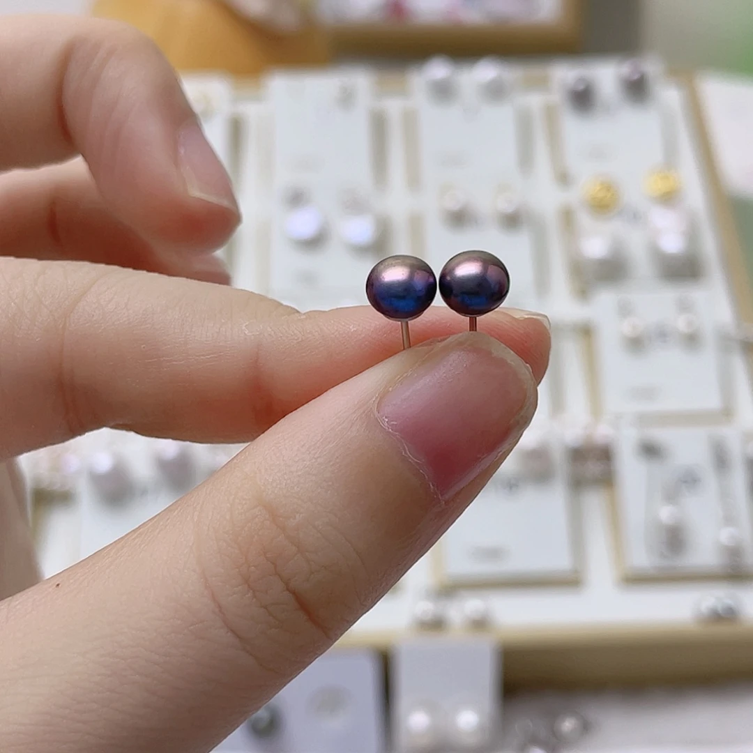 三***甜银S925镶嵌耳饰淡水珍珠