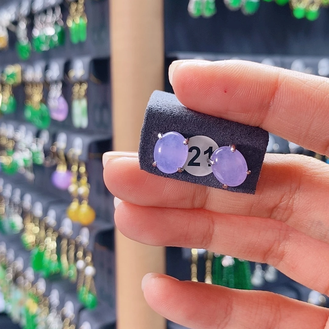 玛瑙/玉髓银S925镀金镶嵌耳钉21