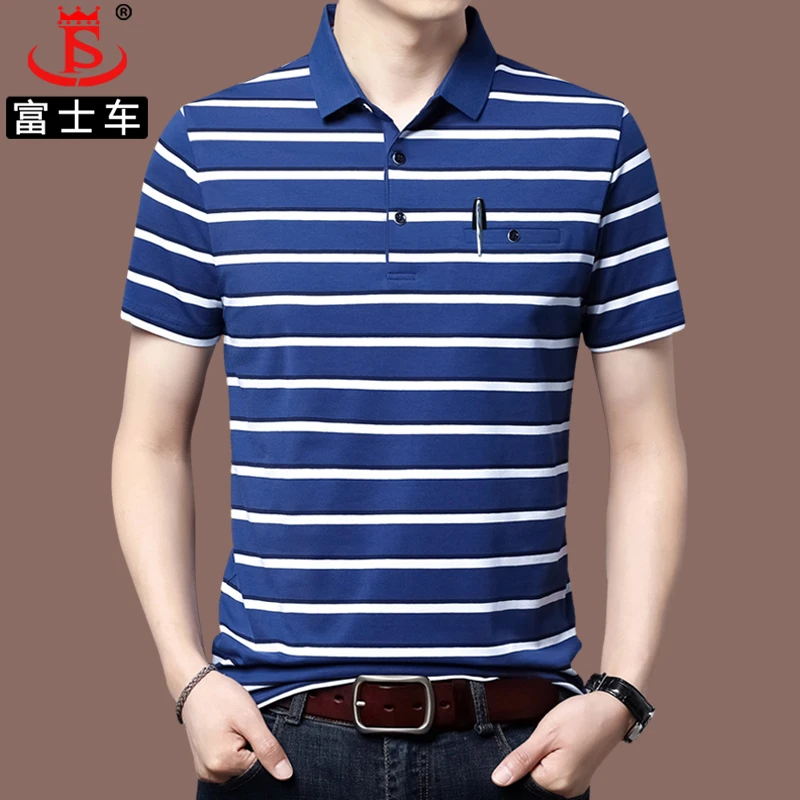 【纯棉】中老年男士短袖t恤夏季新款品牌polo衫爸爸真口袋休闲上衣