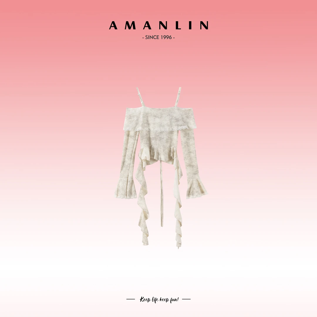 AMANLIN/阿谩琳欧若风吊带气质设计感百搭小众套头上衣女D595736