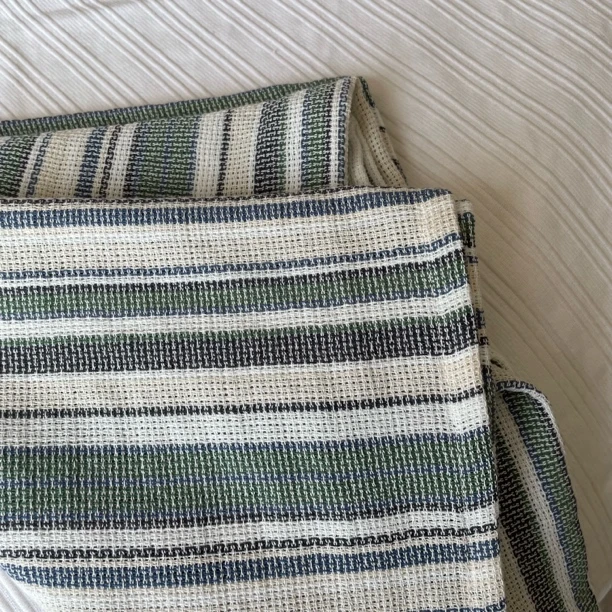 C051 汉麻浅绿条纹浴巾 140✖️70cm