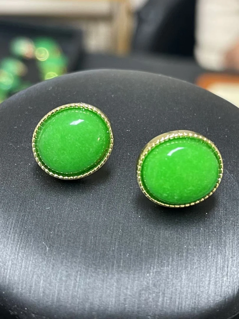 翡翠耳钉14k金耳钉