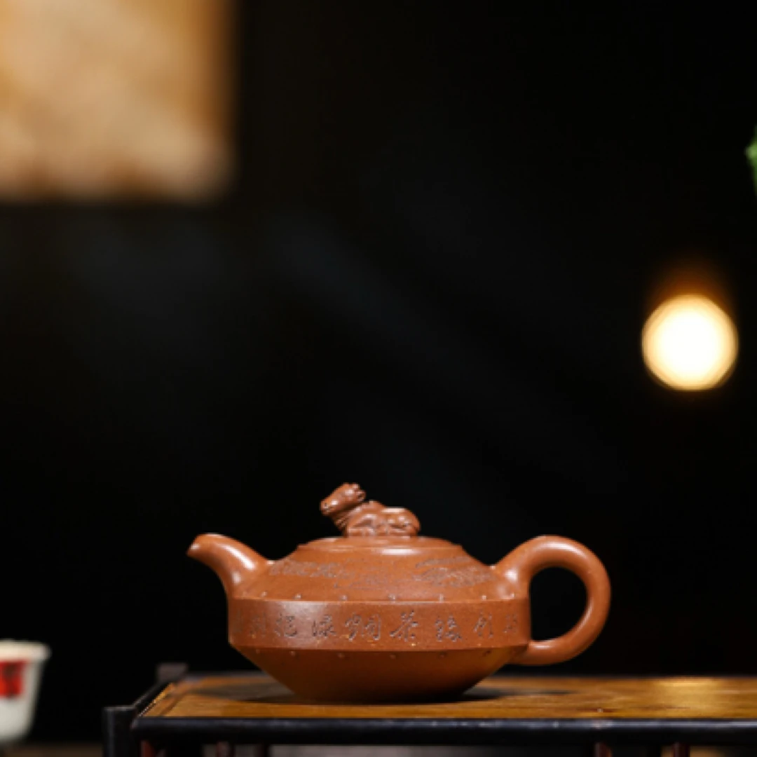 牛盖扁鼓 清末民初紫砂名家杨阿时徒弟毛振声作品  250cc/老段泥