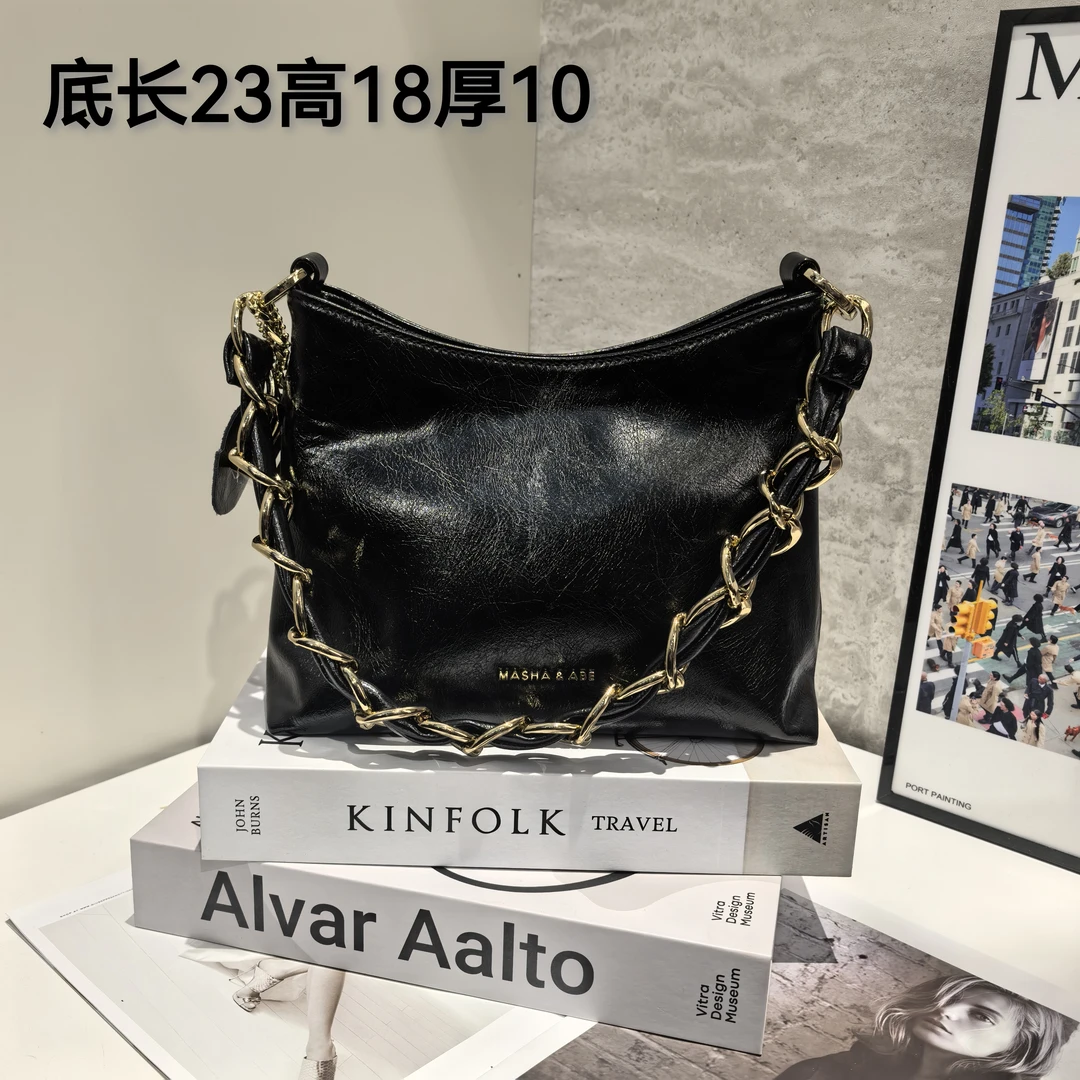 【BOBO超级推荐】简约粗链条腋下单肩斜挎手拎百变法棍包百搭通勤