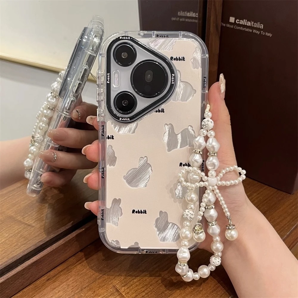 适用华为pura70pro手机壳p60pro可爱小清新镂空兔子mate70/60pro