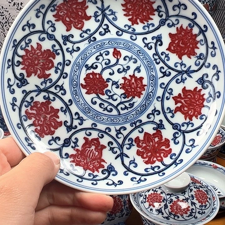 壶承当代青花釉里红壶承