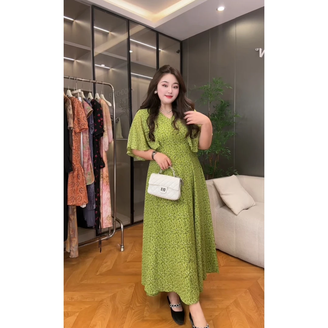 【清风鸢尾】TOYA大码女装短袖早秋新款连衣裙遮肉显瘦高级感宽松