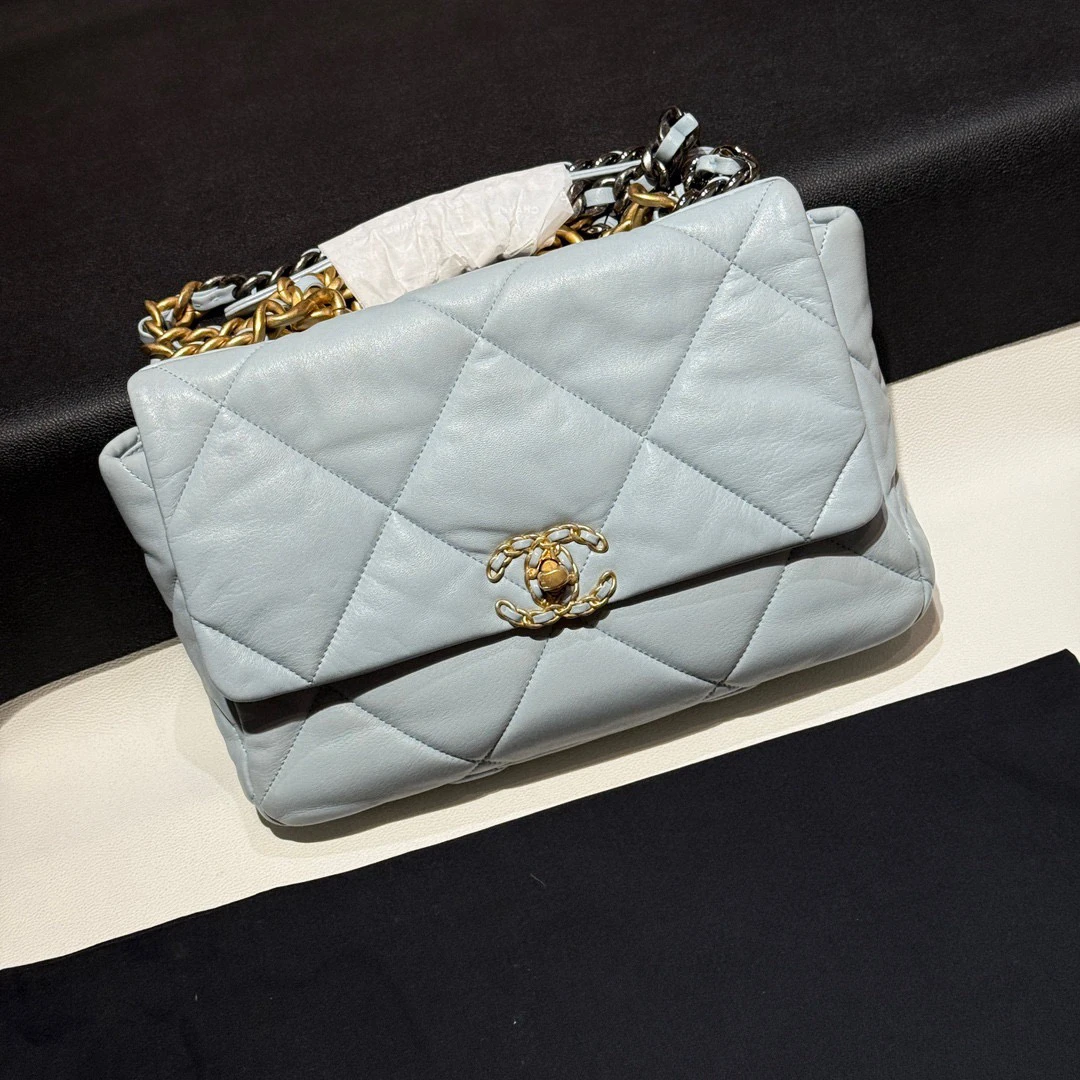 99新 Chanel/香奈儿 Baby蓝19bag中号单肩包 芯