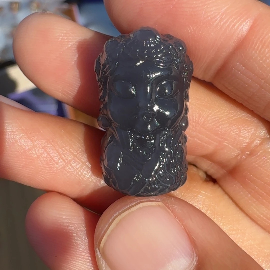 和田玉颈饰未镶嵌浓烟紫度母TZ多样性拍一发一