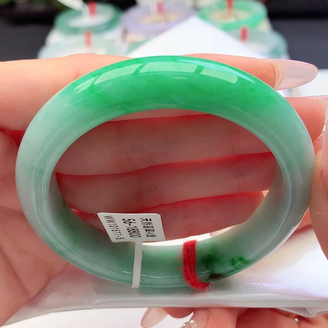未镶嵌手镯翡翠天然A货翡翠56-57浓阳辣绿 养眼养心13号