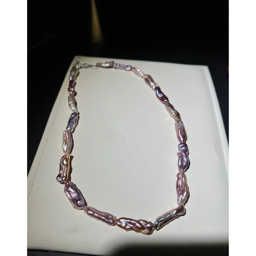 JUNMU无核紫色琵琶珍珠项链简约百搭可叠戴素款多样性发货发一