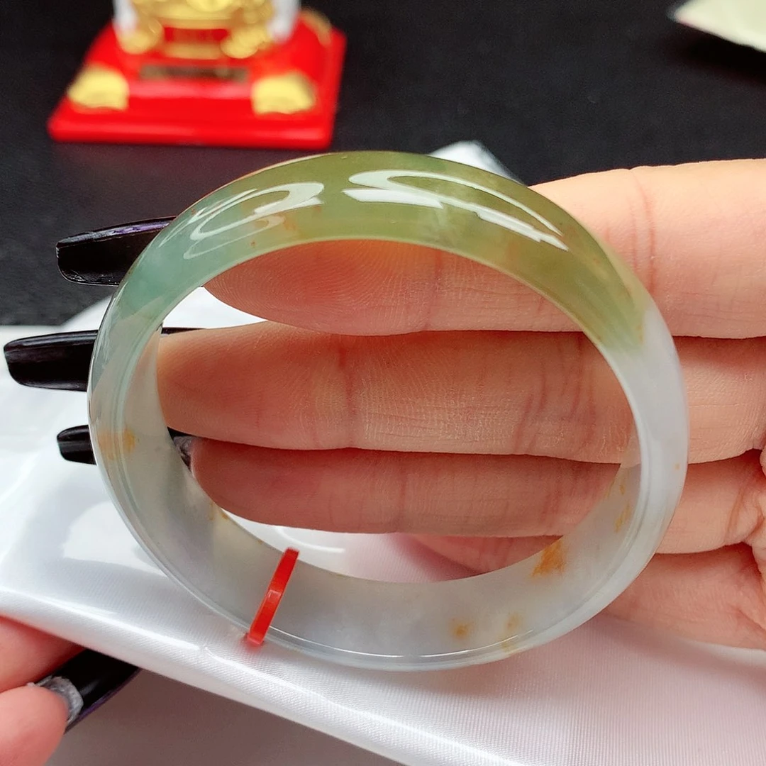 未镶嵌手镯翡翠翡翠55.1冰黄翡中福公主镯