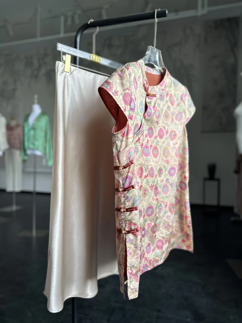 【粉花】新中式小飞袖中长款上衣ZH52338