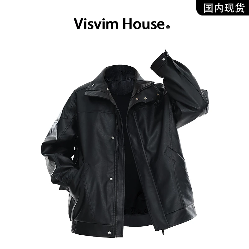【品牌现货撤柜】VISVIM WINGS春秋季新款立领拼接皮衣夹克外套男士