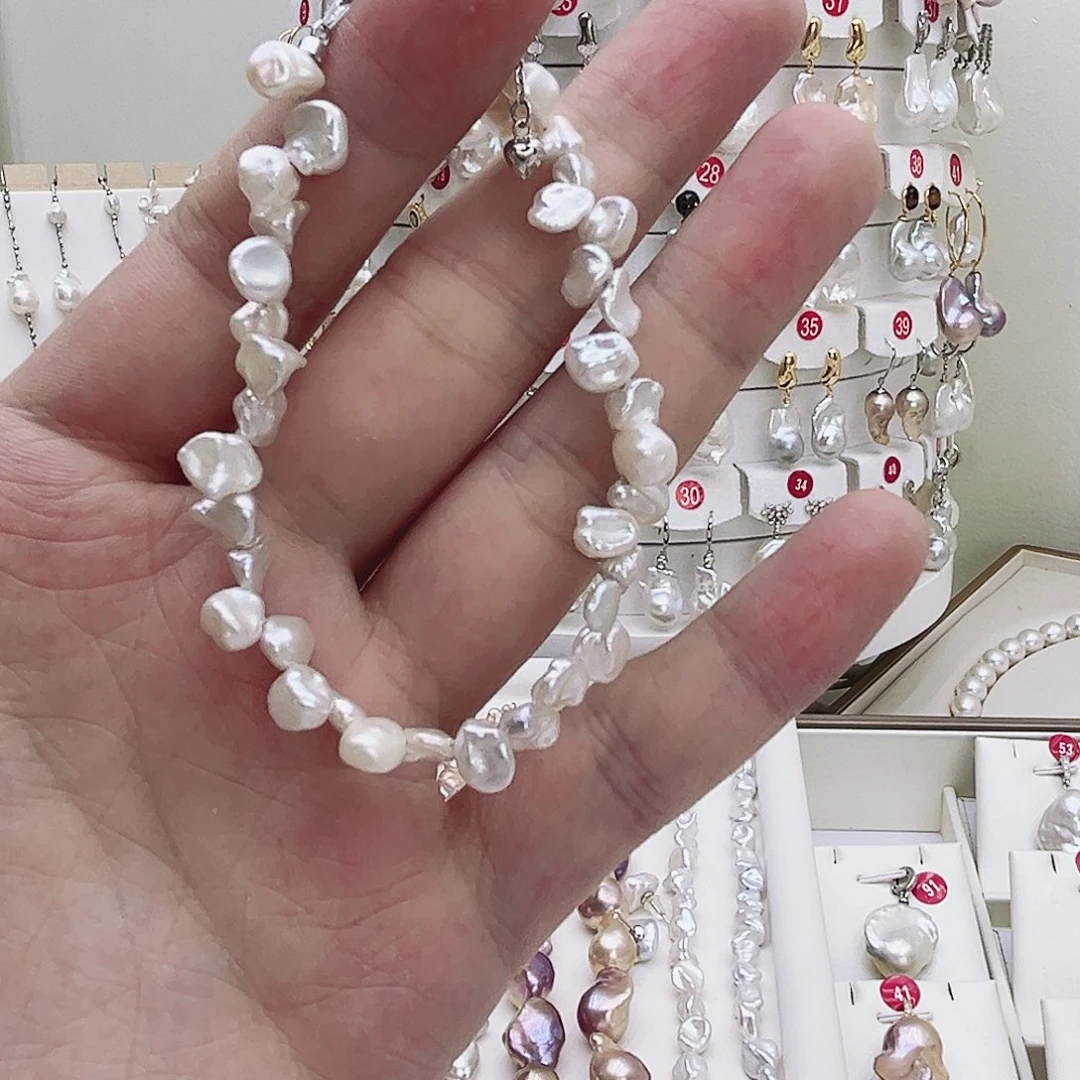 淡水珍珠银S925镶嵌颈饰