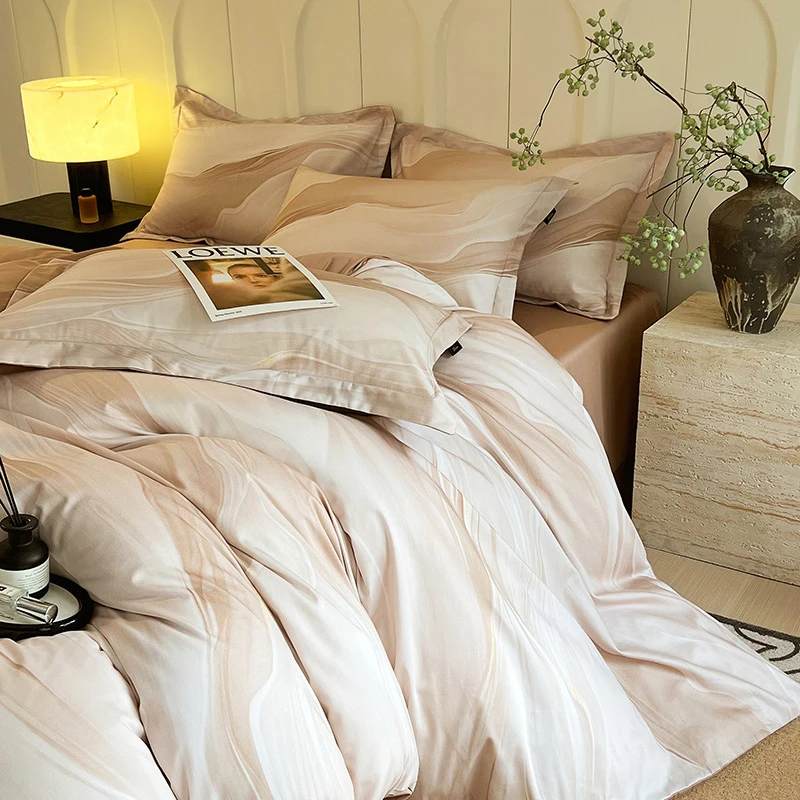 新款60S长绒棉全棉四件套高档100纯棉床单床笠被套三件套床上用品