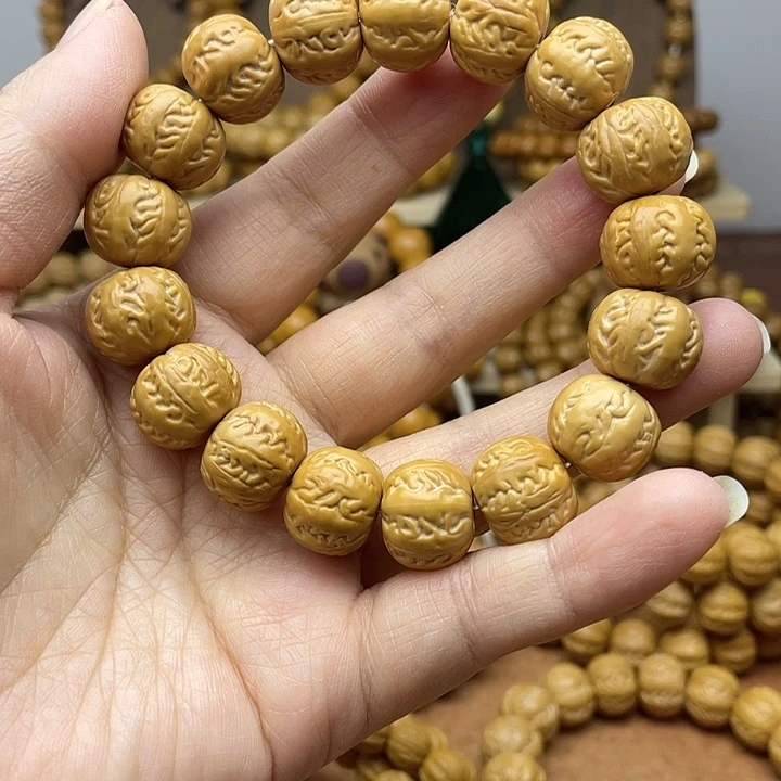 猴头核桃手串 聚宝盆浅雕京八棱15