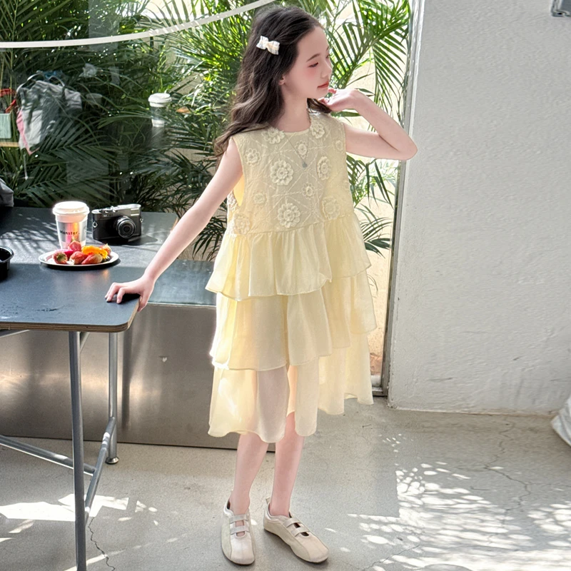 女童夏装连衣裙2025新款儿童蛋糕裙洋气中大童公主裙女孩夏季裙子