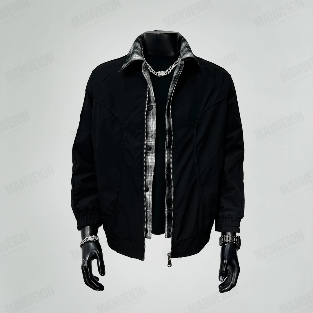 MANVEION重工哈灵顿夹克翻领二代琥珀流光风男士春秋休闲潮流外套