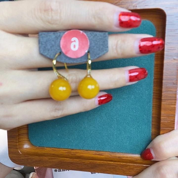 银S925镶嵌蜜蜡耳饰耳坠